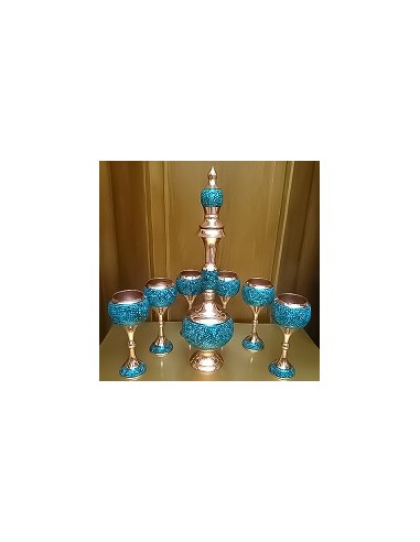 Unique Hand Made Wine Glasses Wood Stem with Turquoise Inlay
