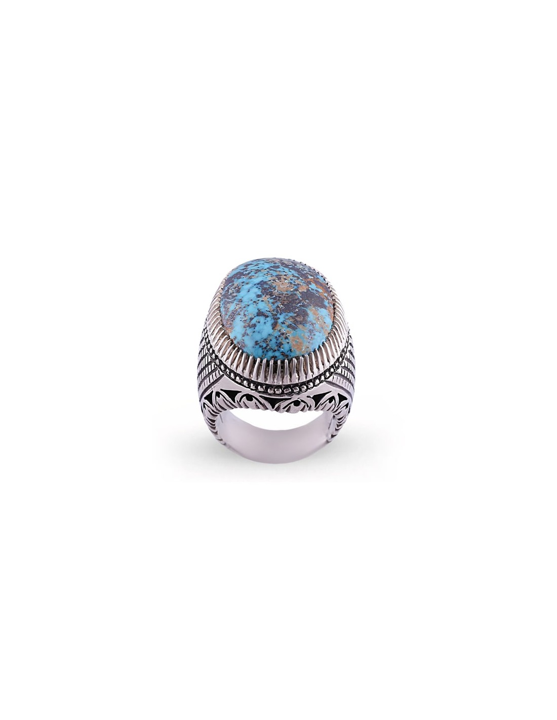 Blue Zircon Men Ring With Turquoise Stones | Boutique Ottoman Exclusive
