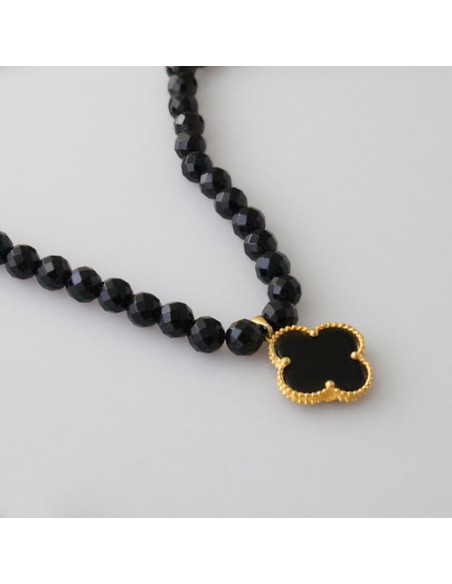 Pavé Black Onyx Clover Necklace