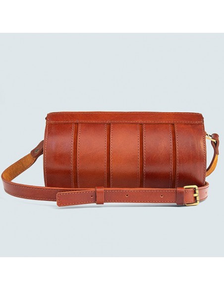 Buy handmade natural leather cylindrical clutch bag at the best price