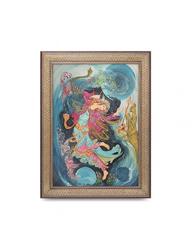 "Holy Dance AG-183" miniature painting with khatam frame Full VIew