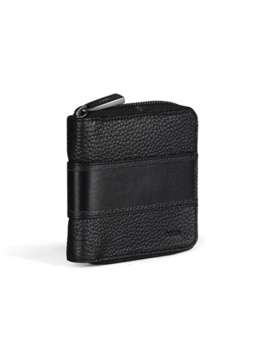 Buy men's black zippered wallet with natural Iranian leather.