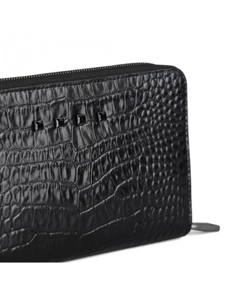 Buy men's black zippered wallet with natural Iranian leather.