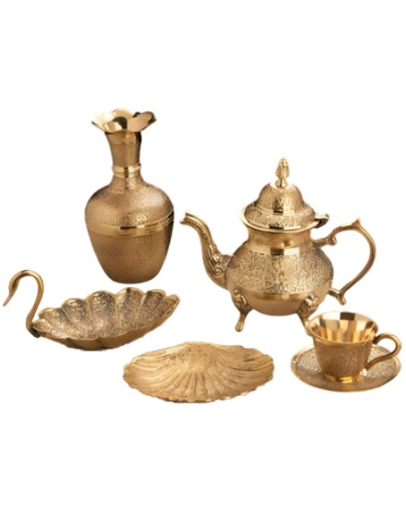 This Indian metal brass tea cup set brings a royal feel to the way you  drink and serve your beverage.