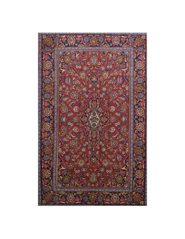 Kashan 4x7 Handmade Wool Red and Blue Rug RC-1897 - Full View