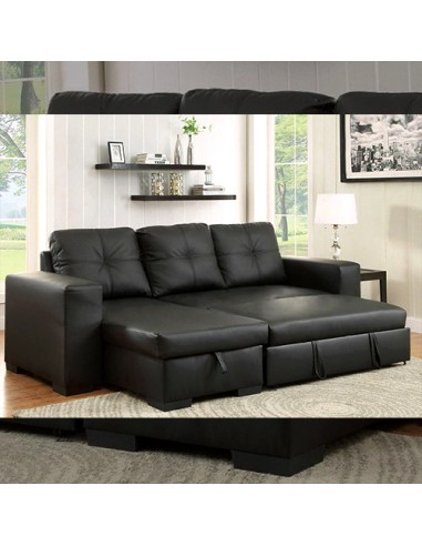 black leatherette sectional modern couch