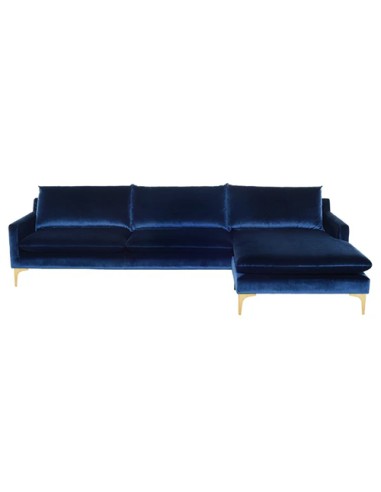sectional modern couch in blue velvet
