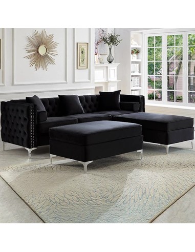 black modern sectional sofa set