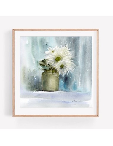 White Flowers Watercolor Painting