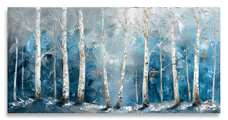 White Tree Abstract Wall Painting