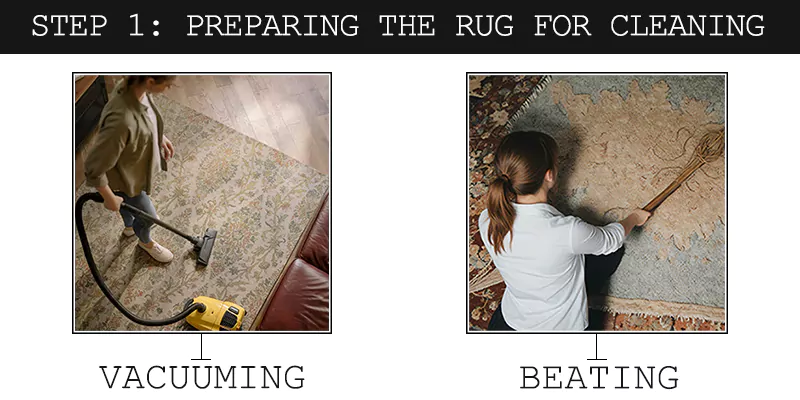 how to vacuum and beat a rug before cleaning