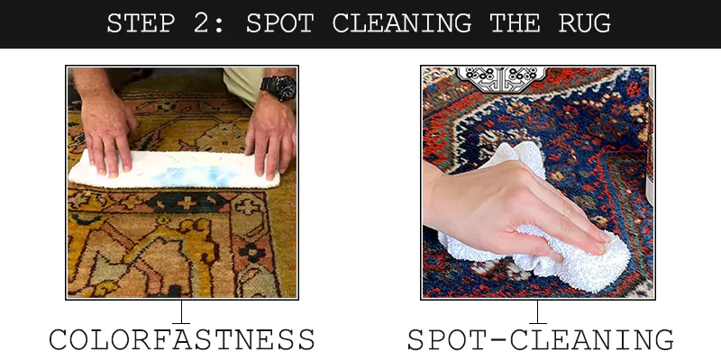 how to spot clean a rug and check  for colorfastness before cleaning