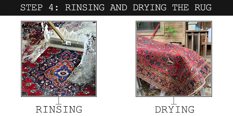 how to rins and dry a rug