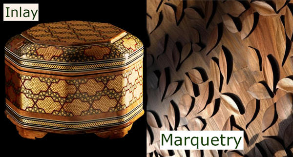 What is the difference between inlay and marquetry?