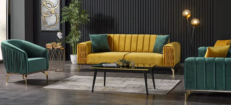 amber and green modern sofa bed set