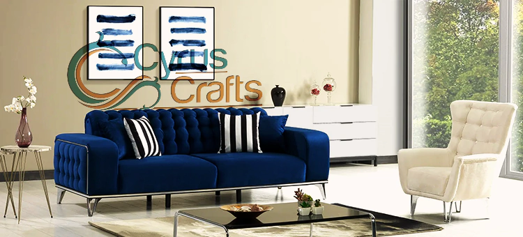 blue and white modern sofa set