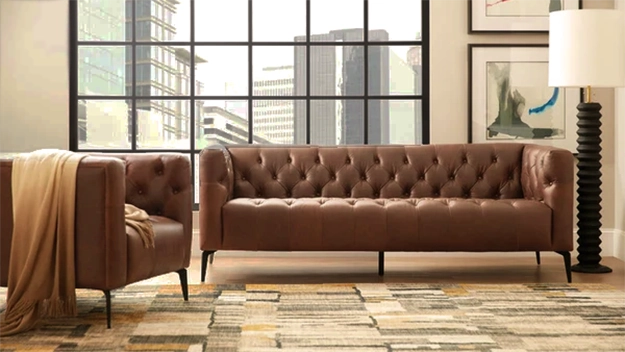 modern brown aniline leather sofa