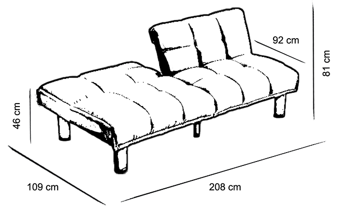 modern futon sofa dimensions