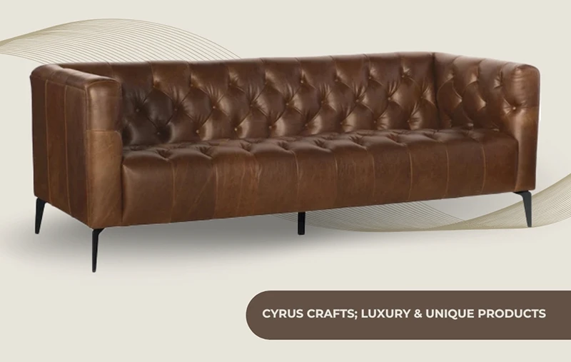 Modern Brown Aniline Leather Sofa in Vintage Style ID- 2413