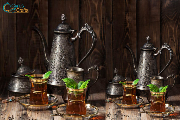 Buy Antique Gold Brass Samovar Tray Bowl Persian Tea Serving