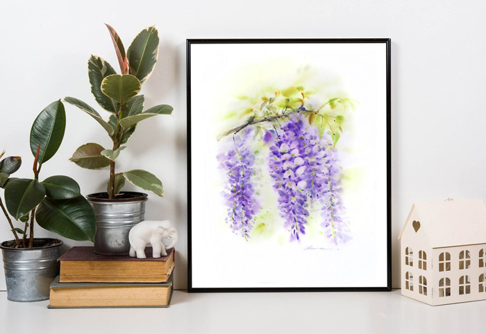 Buy Wisteria Watercolor Painting in Canada