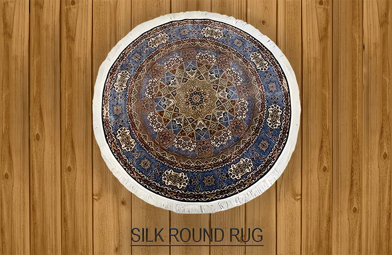 Machine made Silk Kashan Persian Round Rug RC-2300