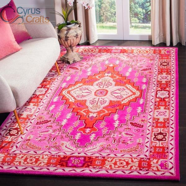 pink handmade rugs